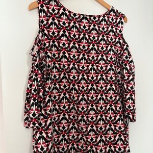 Chico's Black and Red High Heel Pattern Top